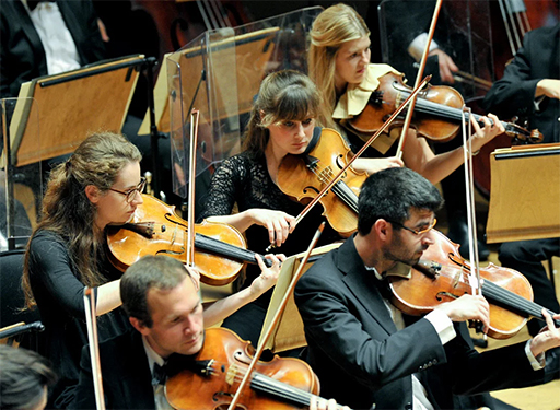 Orchestra playing Violas
