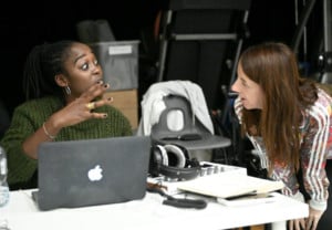 Maxine Doyle and Cassie Kinoshi collaborating in the rehearsal studio