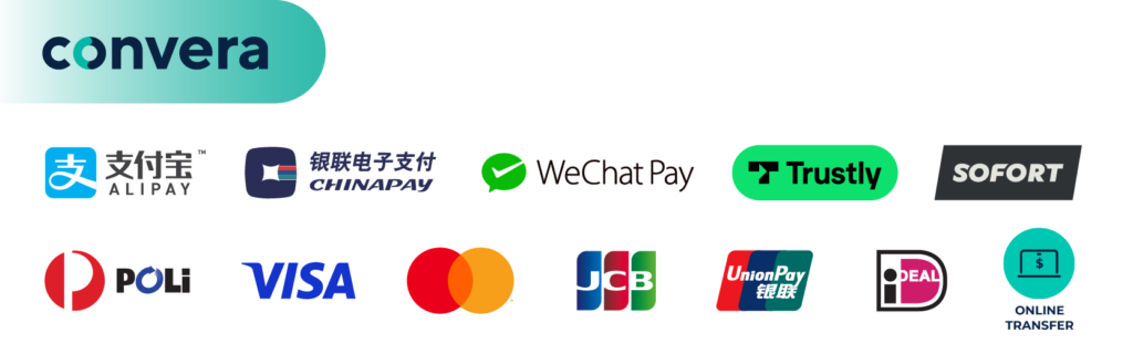 Payments methods accepted by Convera